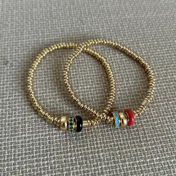 Roxane Assoulin The Slider Bracelet Duo Black/Orange Set of 2 - Picture 4 of 5